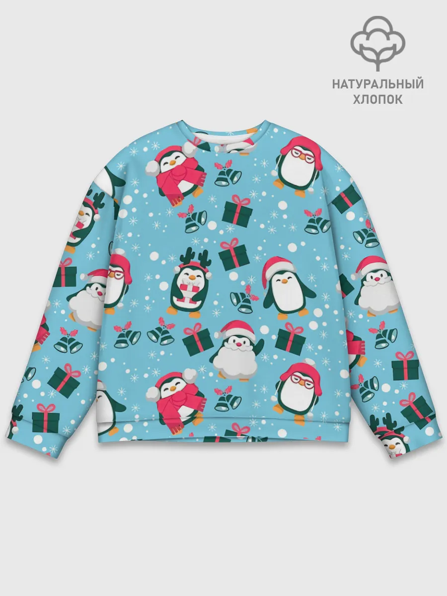 Мужской свитшот базовый / Новогодние Пингвины