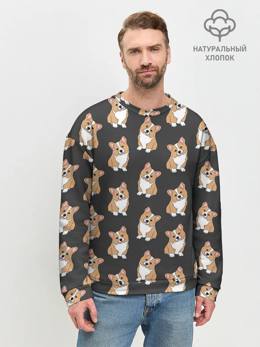 Мужской свитшот базовый / Корги малыши
