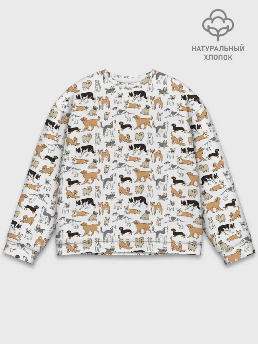 Мужской свитшот базовый / Узор собаки много