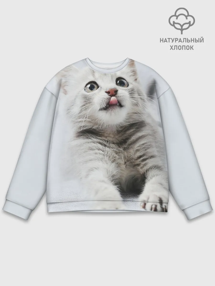 Мужской свитшот базовый / серый котенок