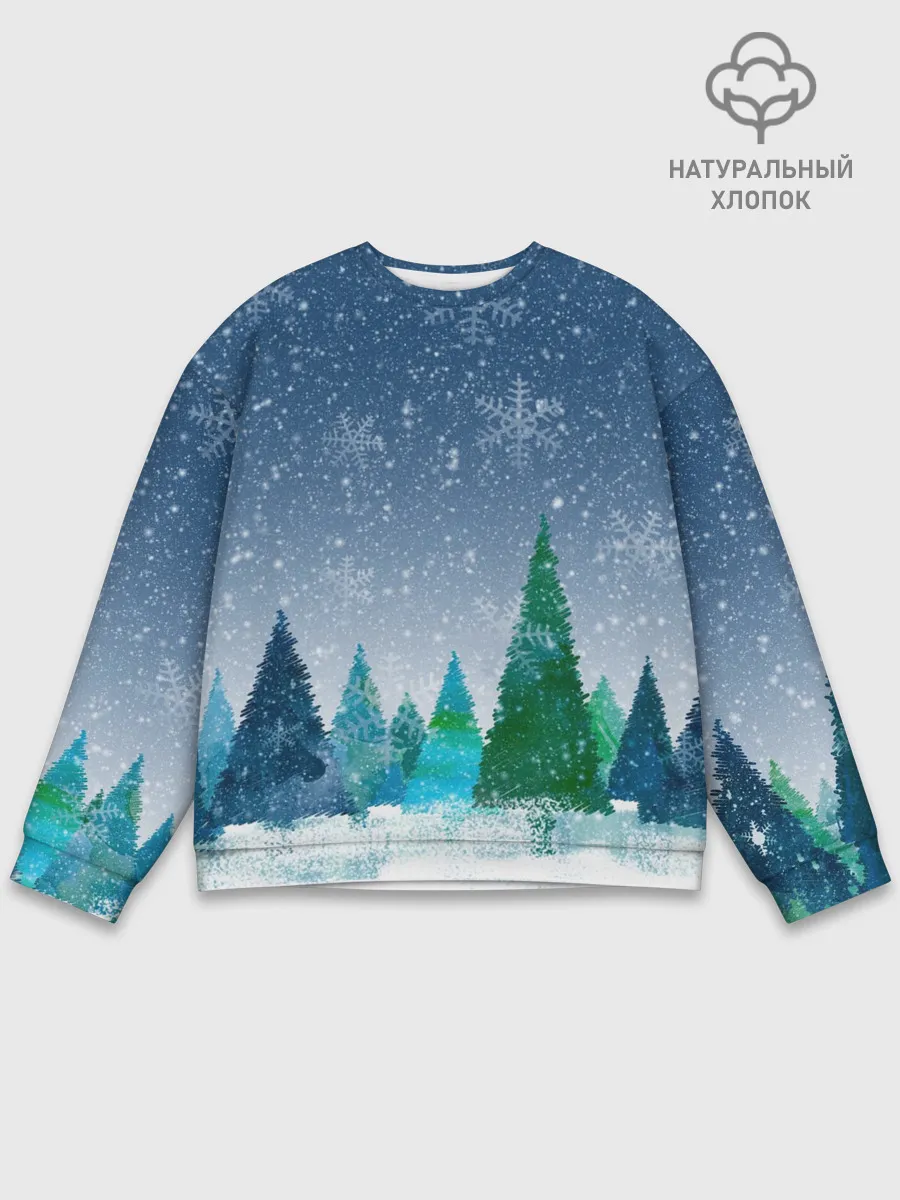 Мужской свитшот базовый / Снежинки в лесу