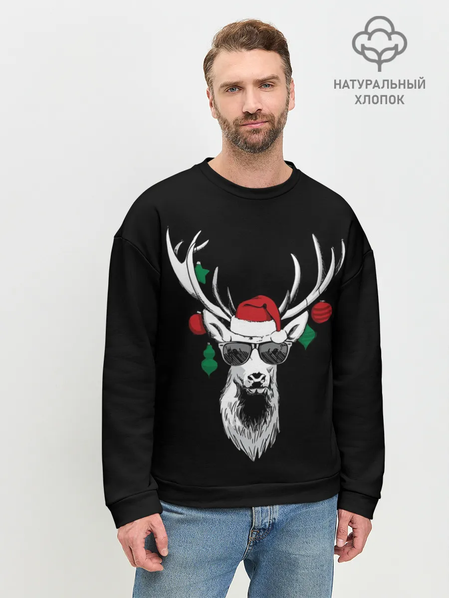Мужской свитшот базовый / Рождественский Олень