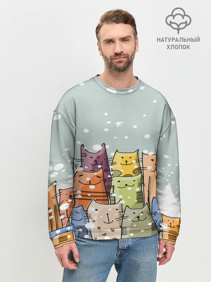 Мужской свитшот базовый / Котики
