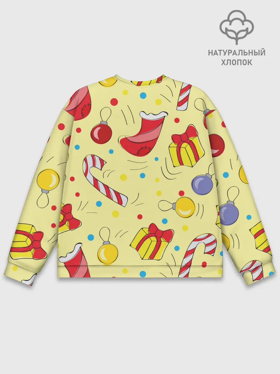 Мужской свитшот базовый / Новогодний узор на желтом фоне