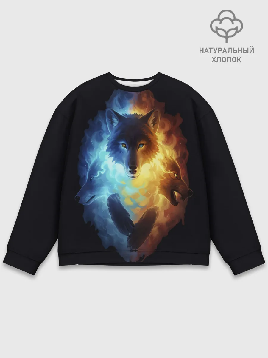 Мужской свитшот базовый / Волки в огне