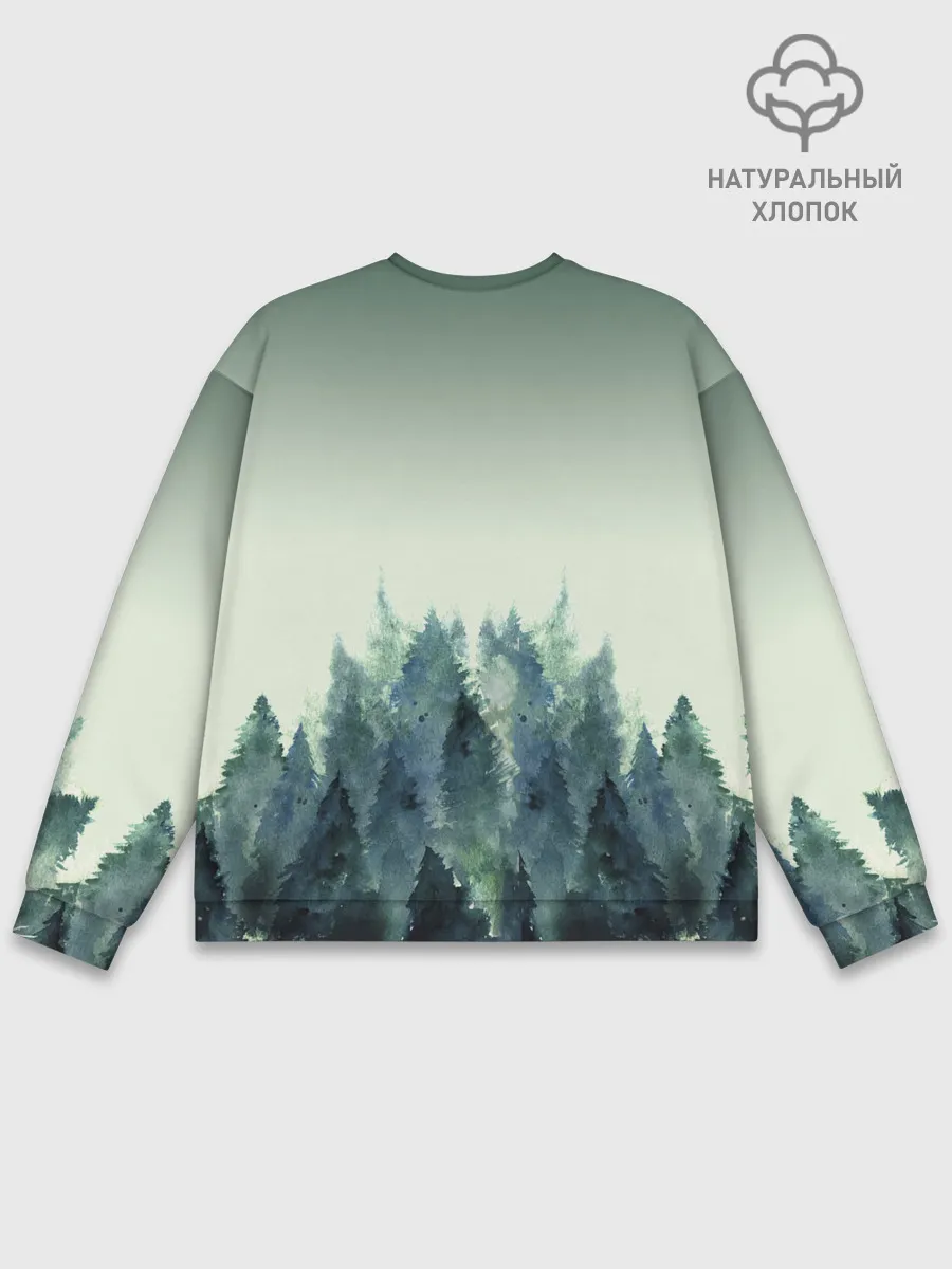 Мужской свитшот базовый / акварельный лес градиент