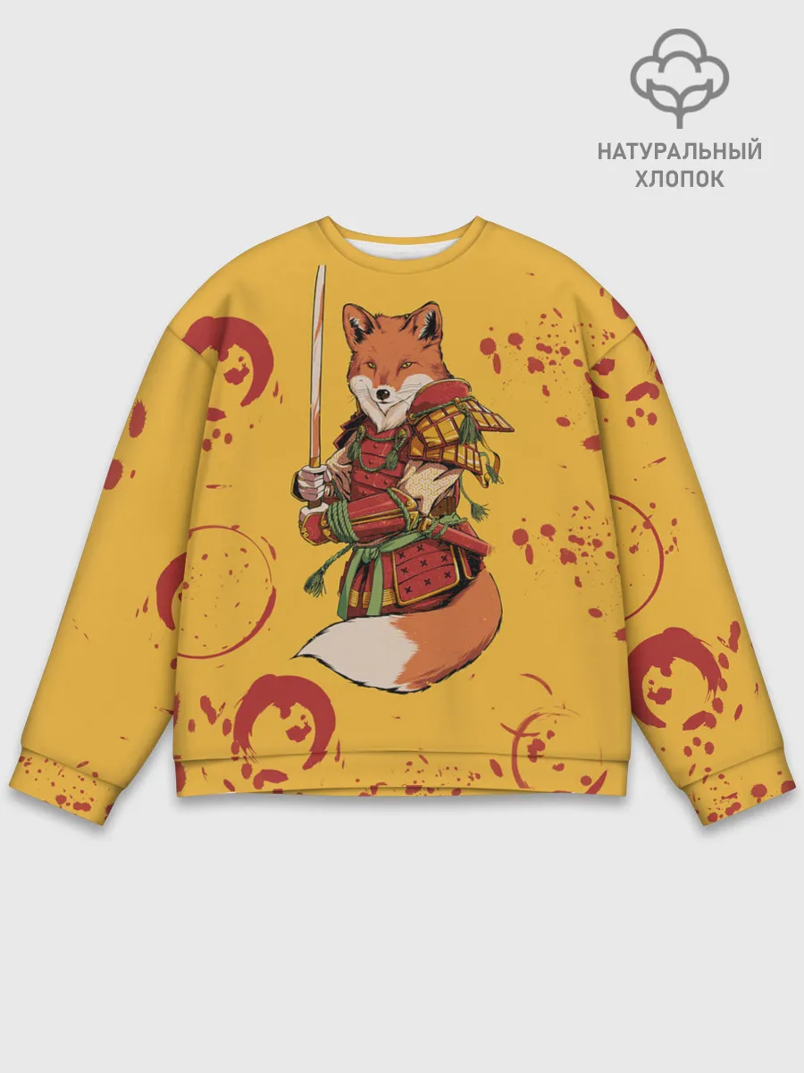 Мужской свитшот базовый / Лис Самурай