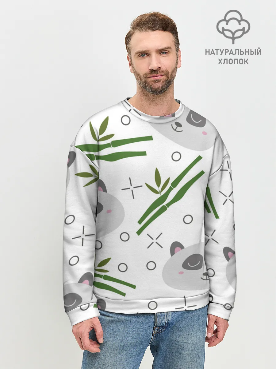 Мужской свитшот базовый / Панда с бамбуком