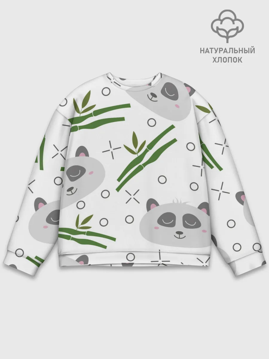 Мужской свитшот базовый / Панда с бамбуком