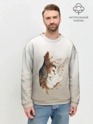 Мужской свитшот базовый / летящая сова рисунок