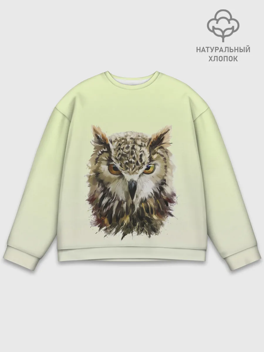 Мужской свитшот базовый / арт сова яркая