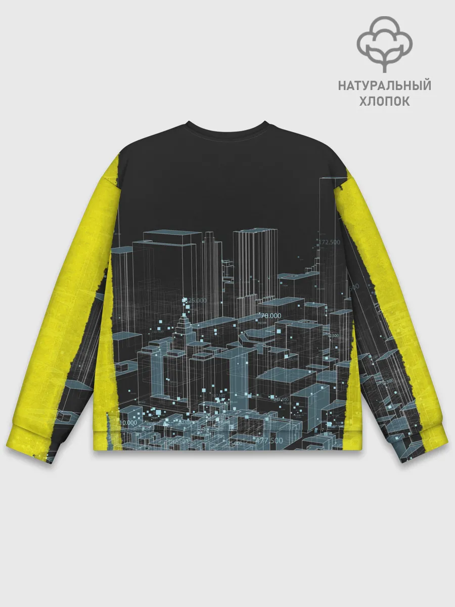 Мужской свитшот базовый / Город CYBERPUNK 2077