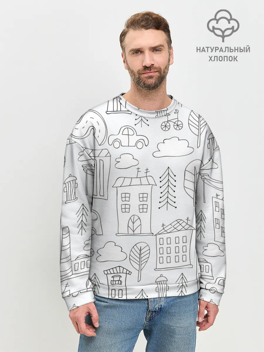 Мужской свитшот базовый / Нарисованный город