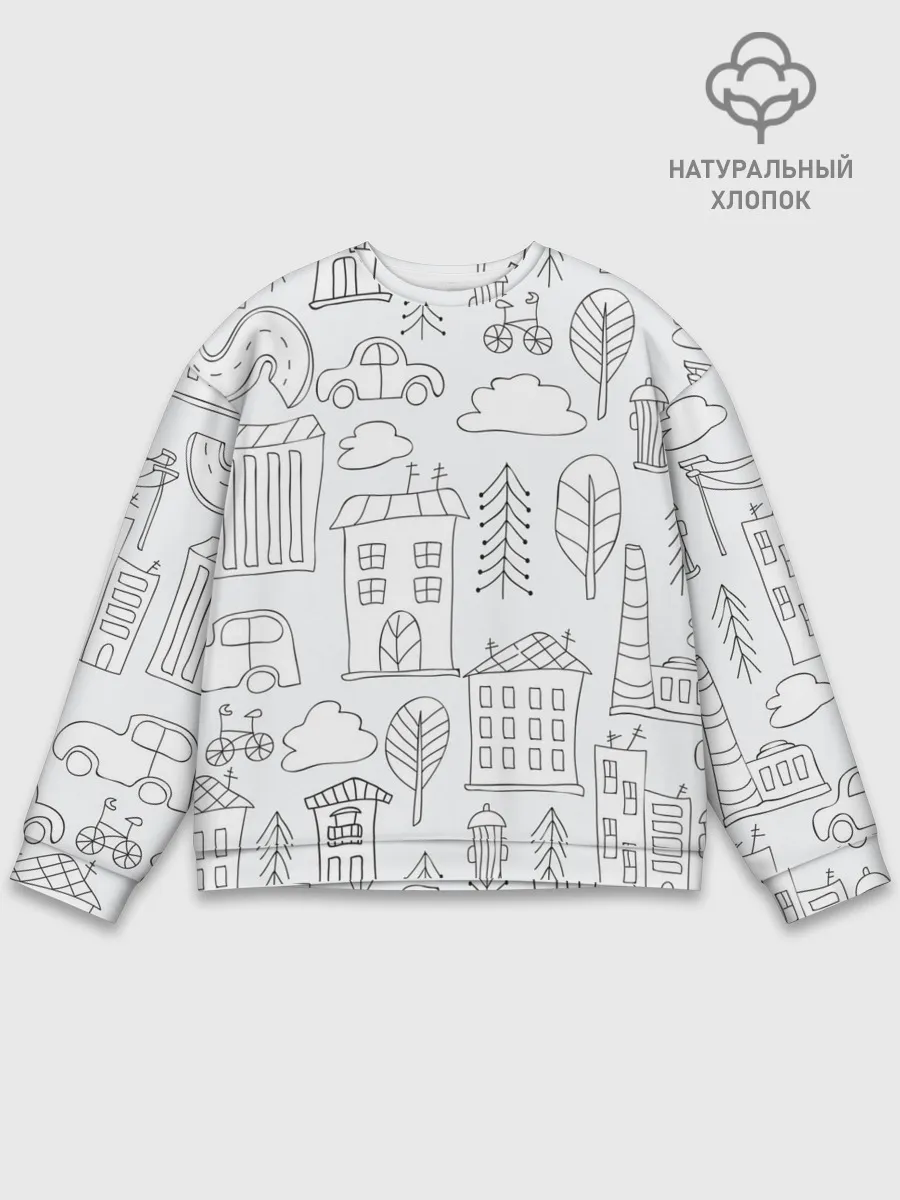 Мужской свитшот базовый / Нарисованный город