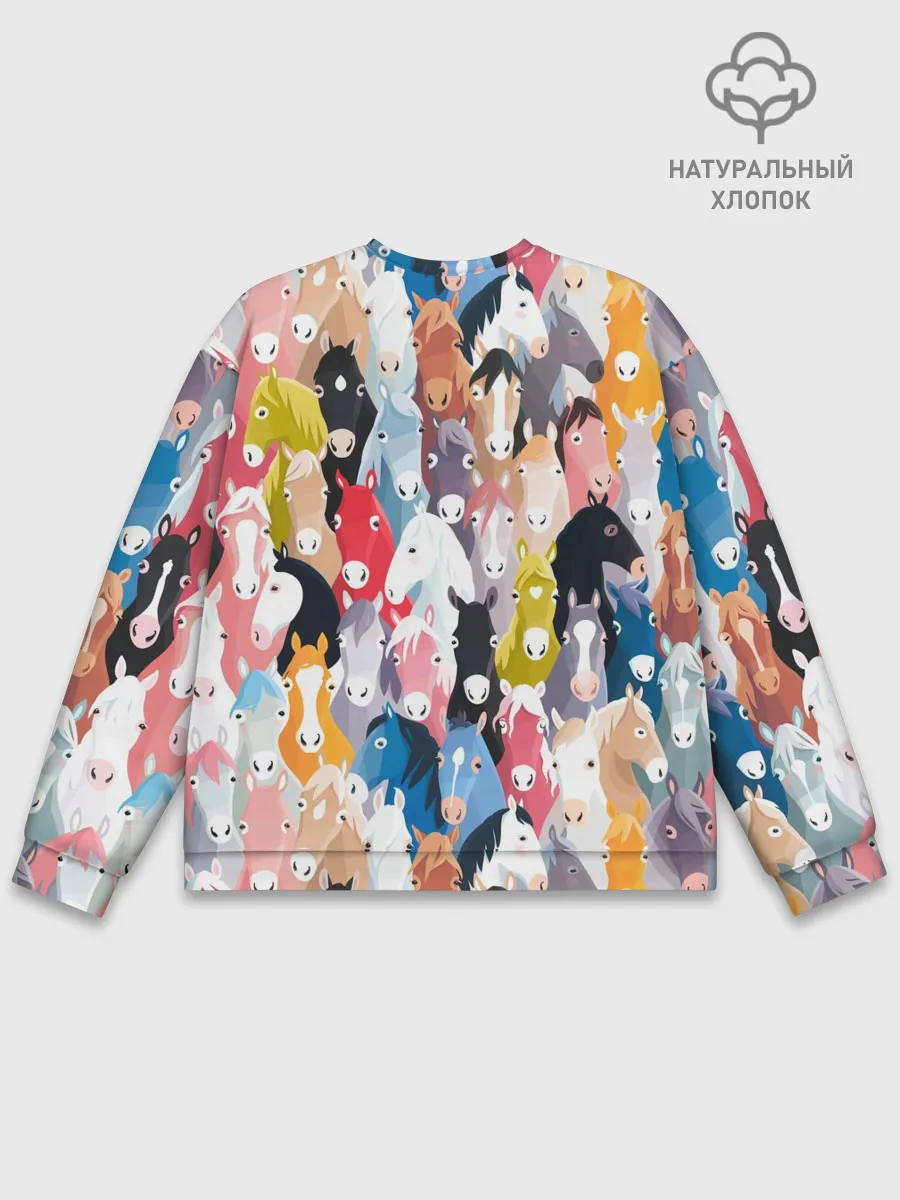 Мужской свитшот базовый / цветные лошади