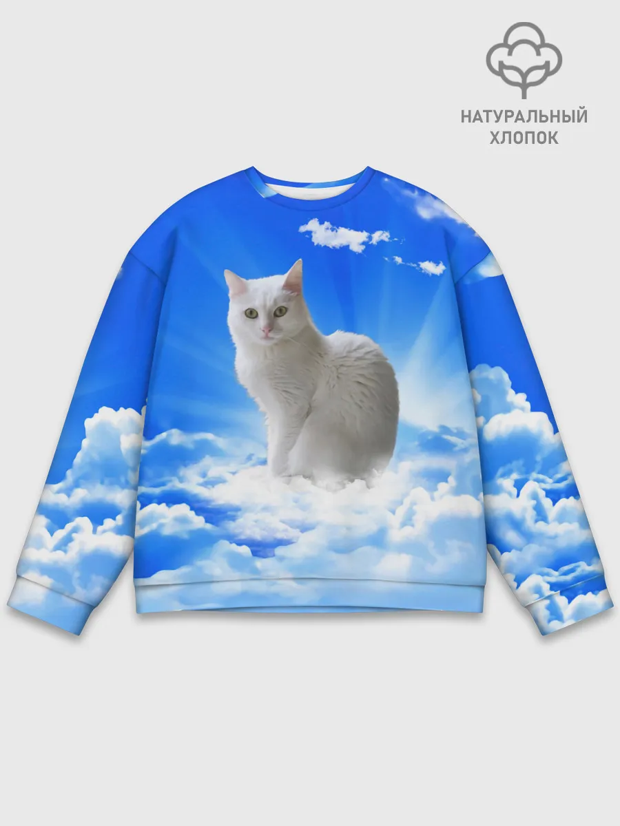 Мужской свитшот базовый / Кот в облаках