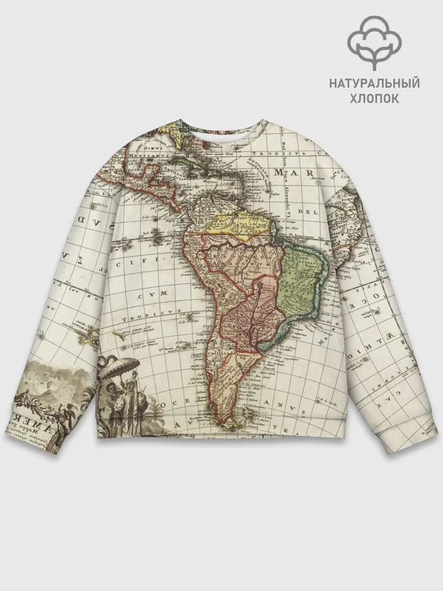 Мужской свитшот базовый / ВИНТАЖНАЯ КАРТА