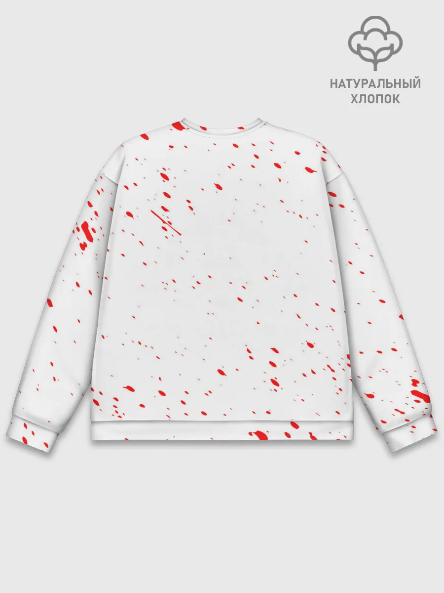 Мужской свитшот базовый / Логотип черный клевер с голубыми брызгами