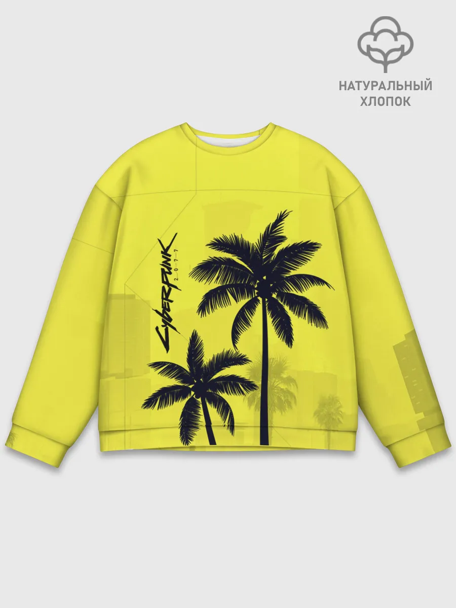 Мужской свитшот базовый / Cyberpunk 2077 - Пальмы