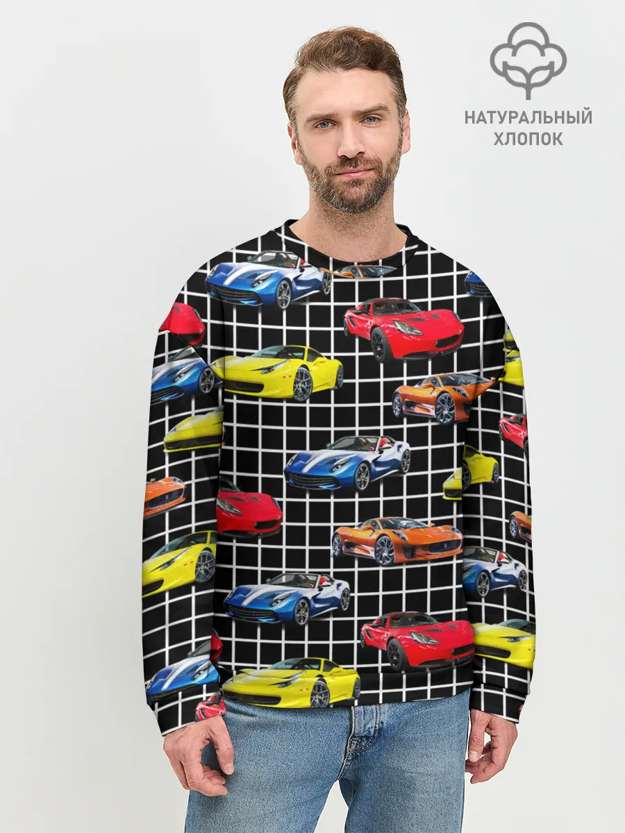 Мужской свитшот базовый / Гоночные тачки