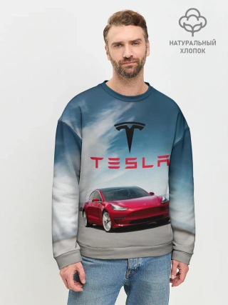 Мужской свитшот базовый / Tesla Model 3