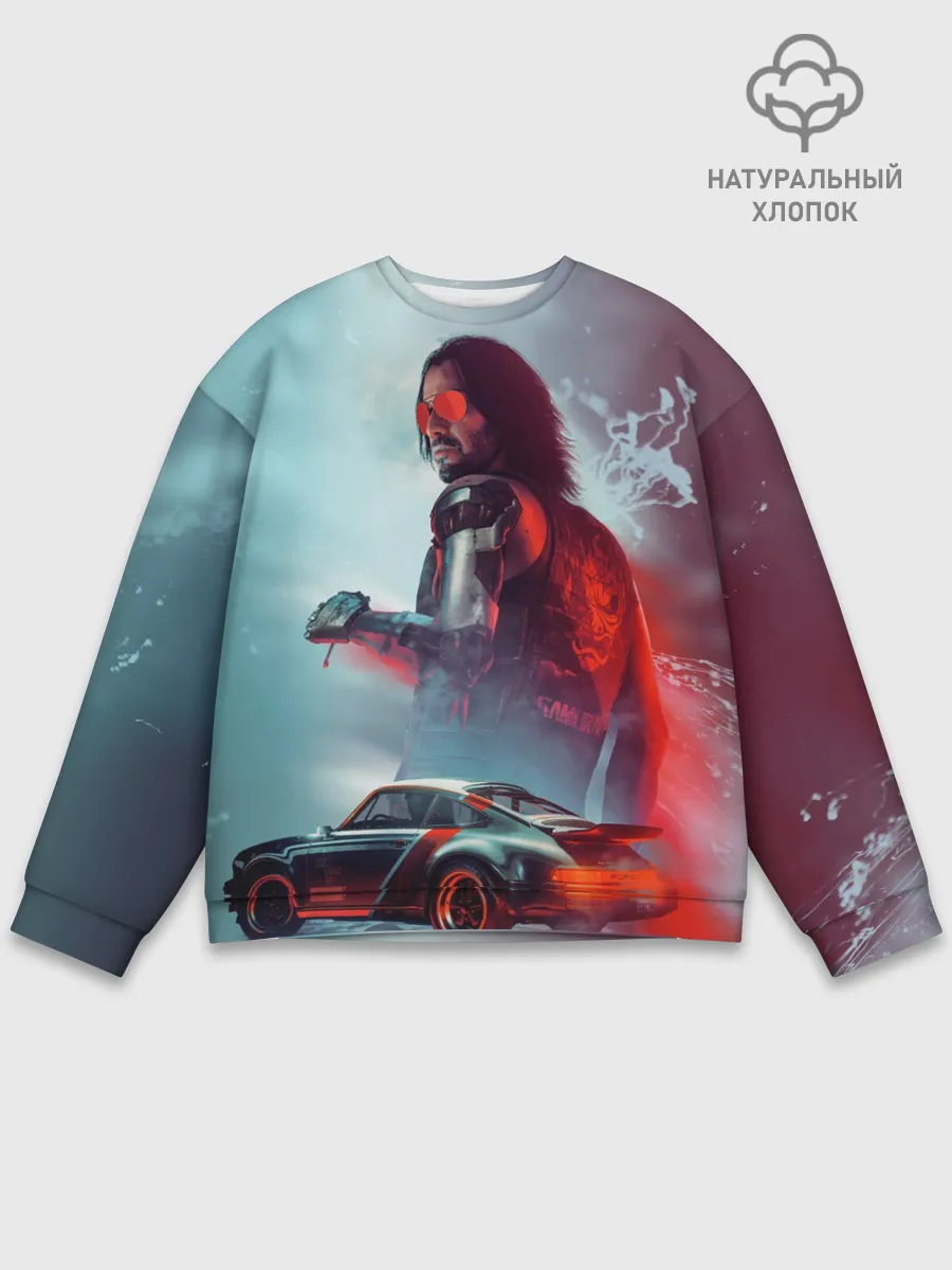 Мужской свитшот базовый / Cyberpunk 2077 | Джонни и Порш