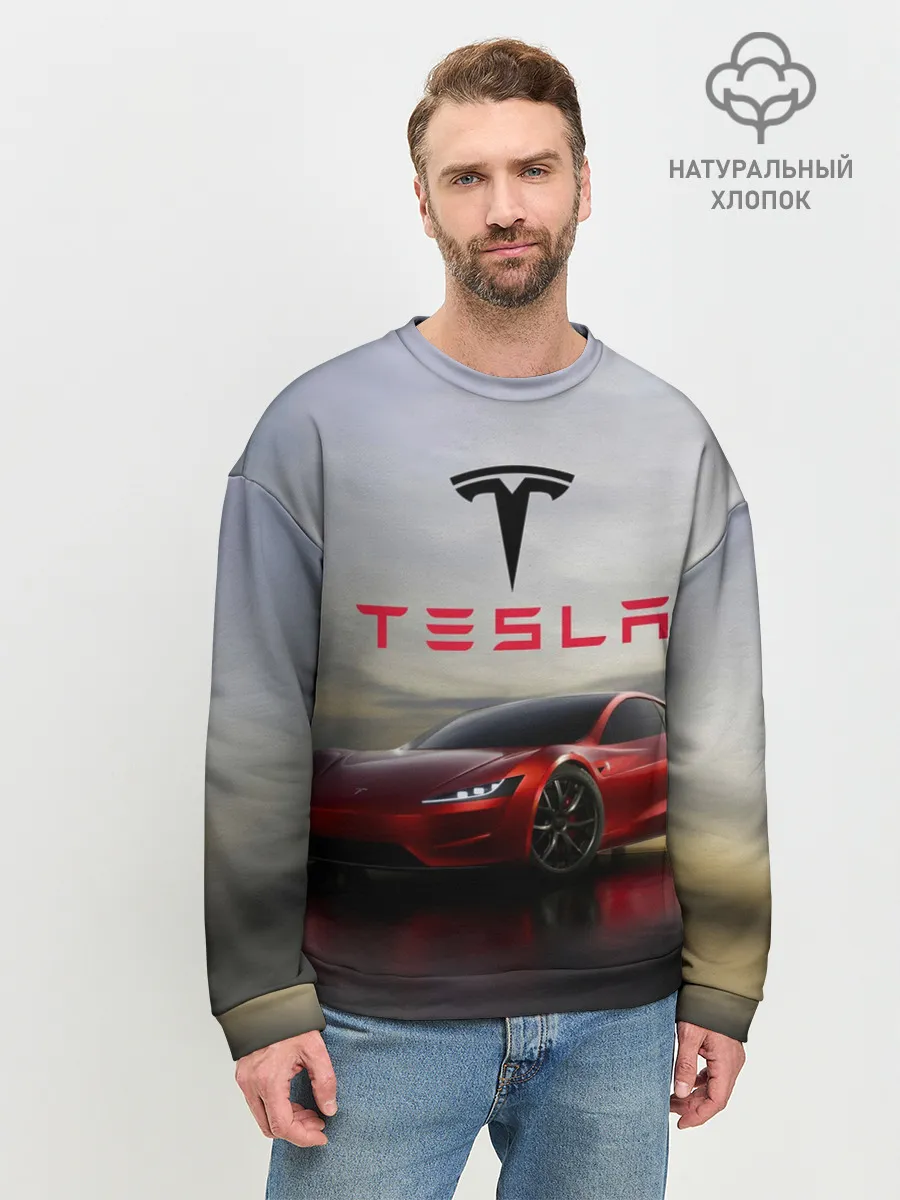 Мужской свитшот базовый / Tesla Roadster