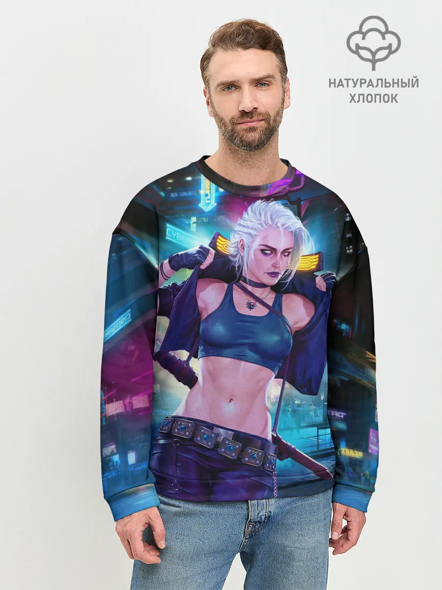 Мужской свитшот базовый / Cyberpunk 2077 | Цири