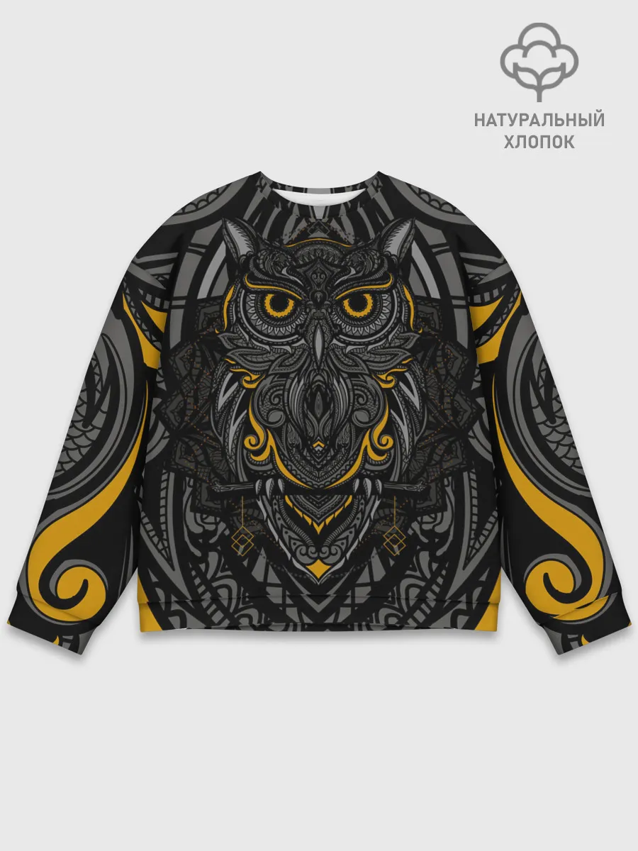 Мужской свитшот базовый / Рисунок сова