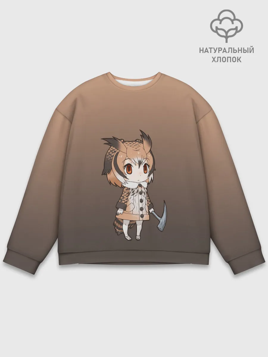 Мужской свитшот базовый / девочка сова с топром