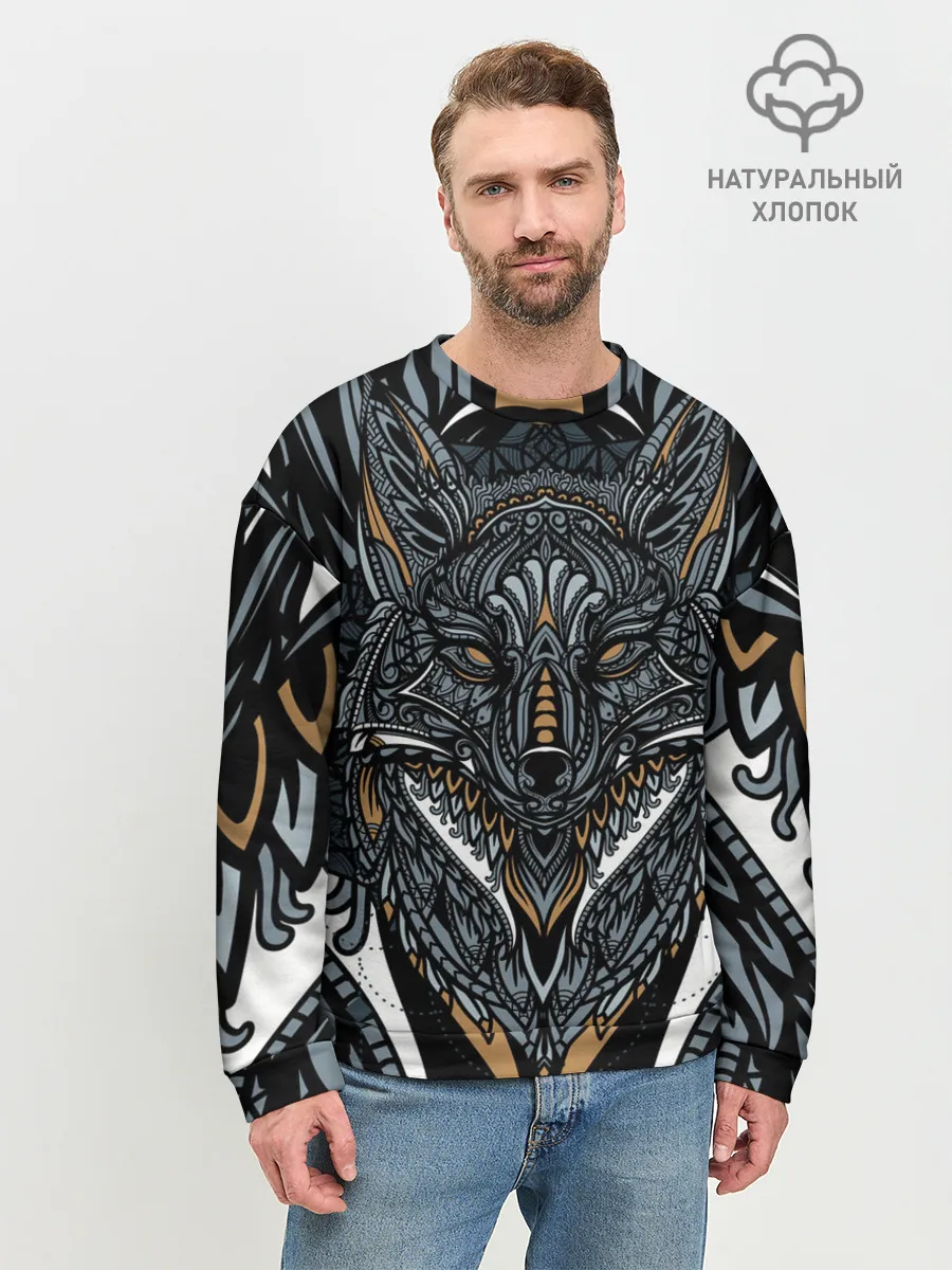 Мужской свитшот базовый / Рисунок лиса