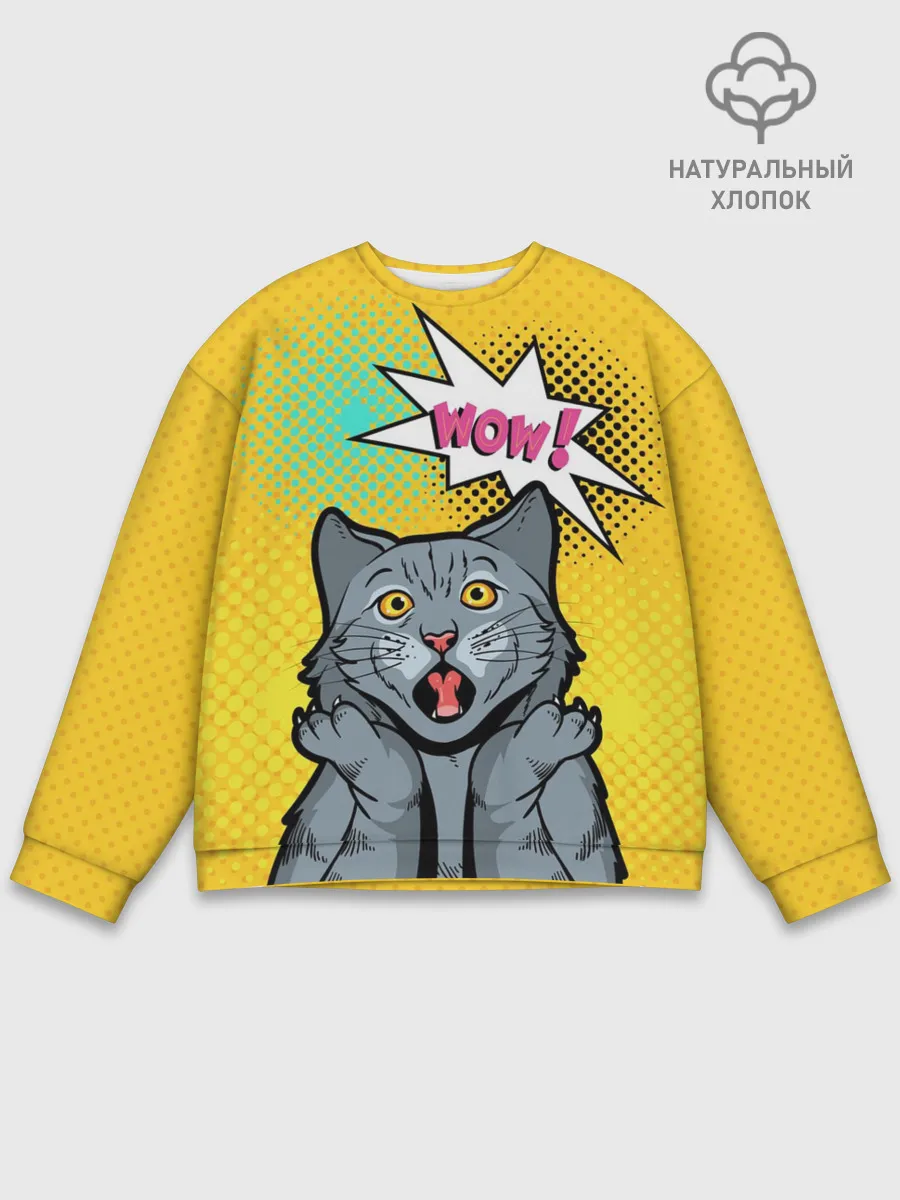Мужской свитшот базовый / Pop Art Cat | Wow