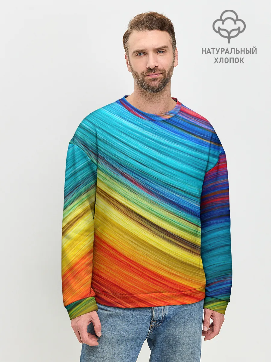 Мужской свитшот базовый / цветной мех диагональ