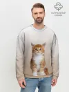 Мужской свитшот базовый / бело-рыжий котенок реализм