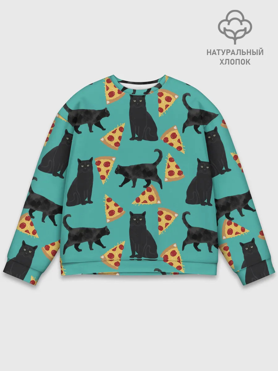Мужской свитшот базовый / Котики и Пиццы