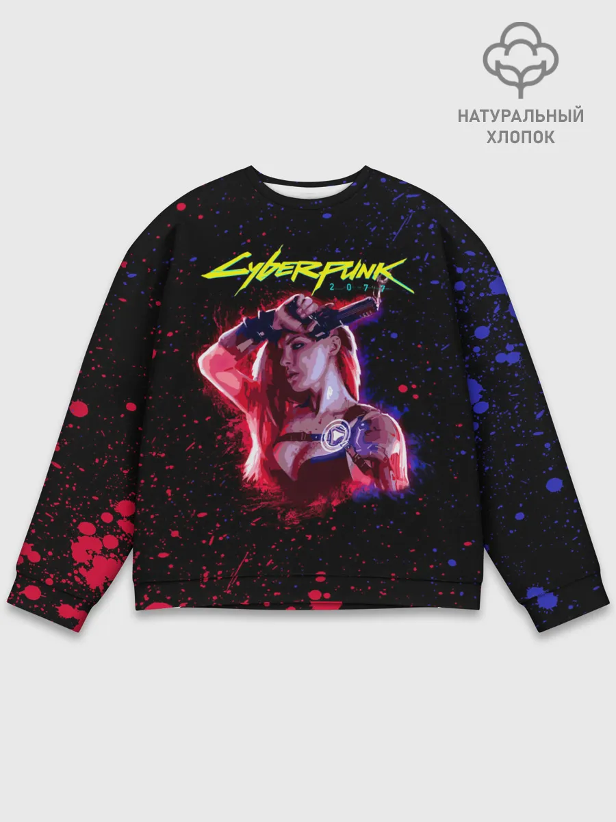 Мужской свитшот базовый / Cyberpunk 2077 девушка