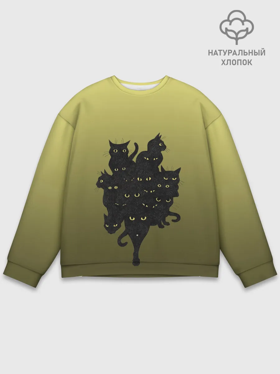 Мужской свитшот базовый / много черных котов