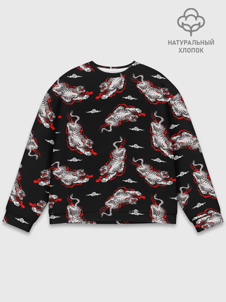 Мужской свитшот базовый / Японский стиль - тигры