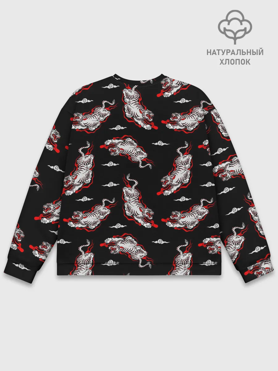 Мужской свитшот базовый / Японский стиль - тигры