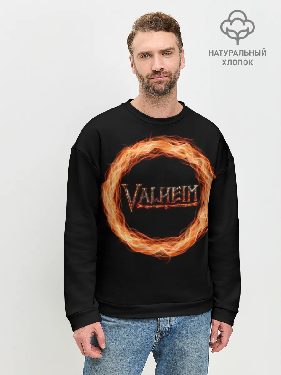 Мужской свитшот базовый / Valheim - огненный круг