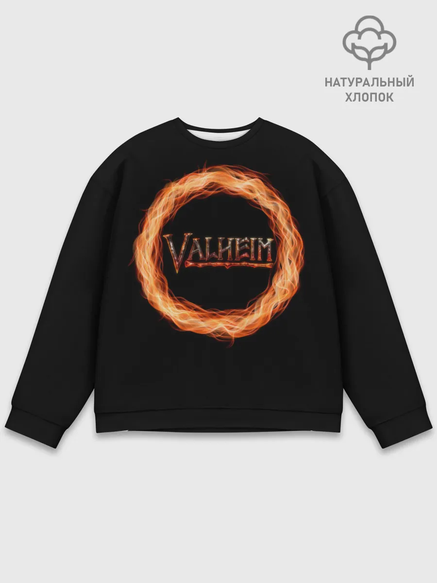 Мужской свитшот базовый / Valheim - огненный круг