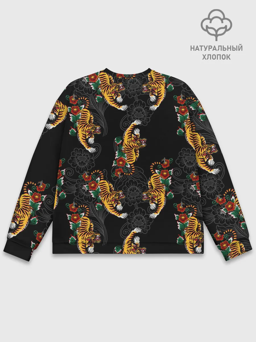 Мужской свитшот базовый / Японский стиль - тигры