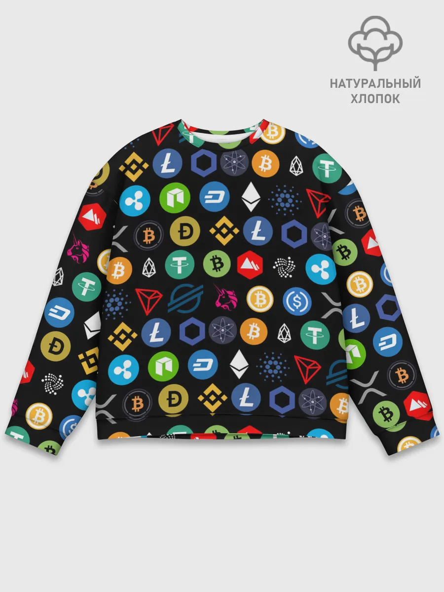 Мужской свитшот базовый / ЛОГОТИПЫ КРИПТОВАЛЮТ | CRYPTOCURRENCIES