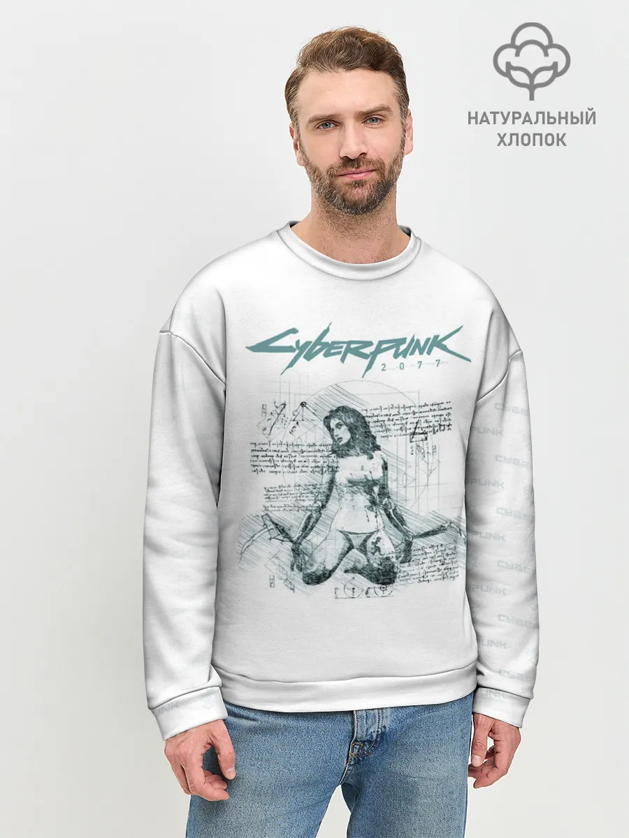 Мужской свитшот базовый / КЛИНКИ БОГОМОЛА Cyberpunk 2077