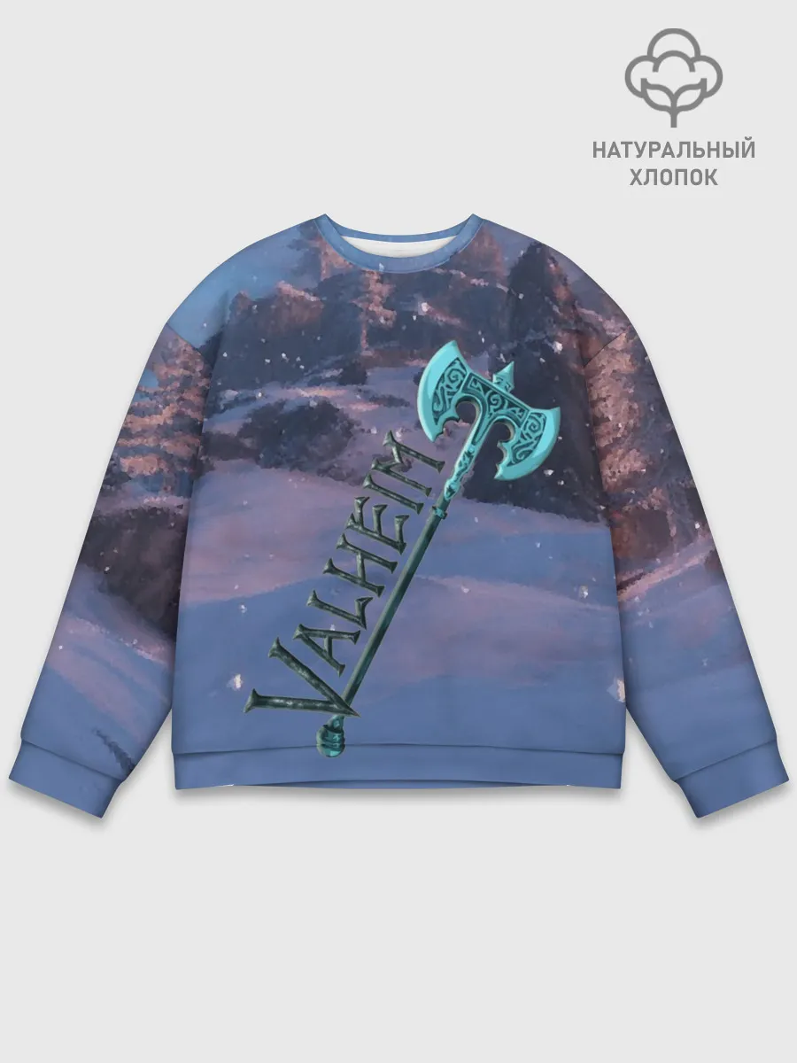 Мужской свитшот базовый / Valheim лого с секирой