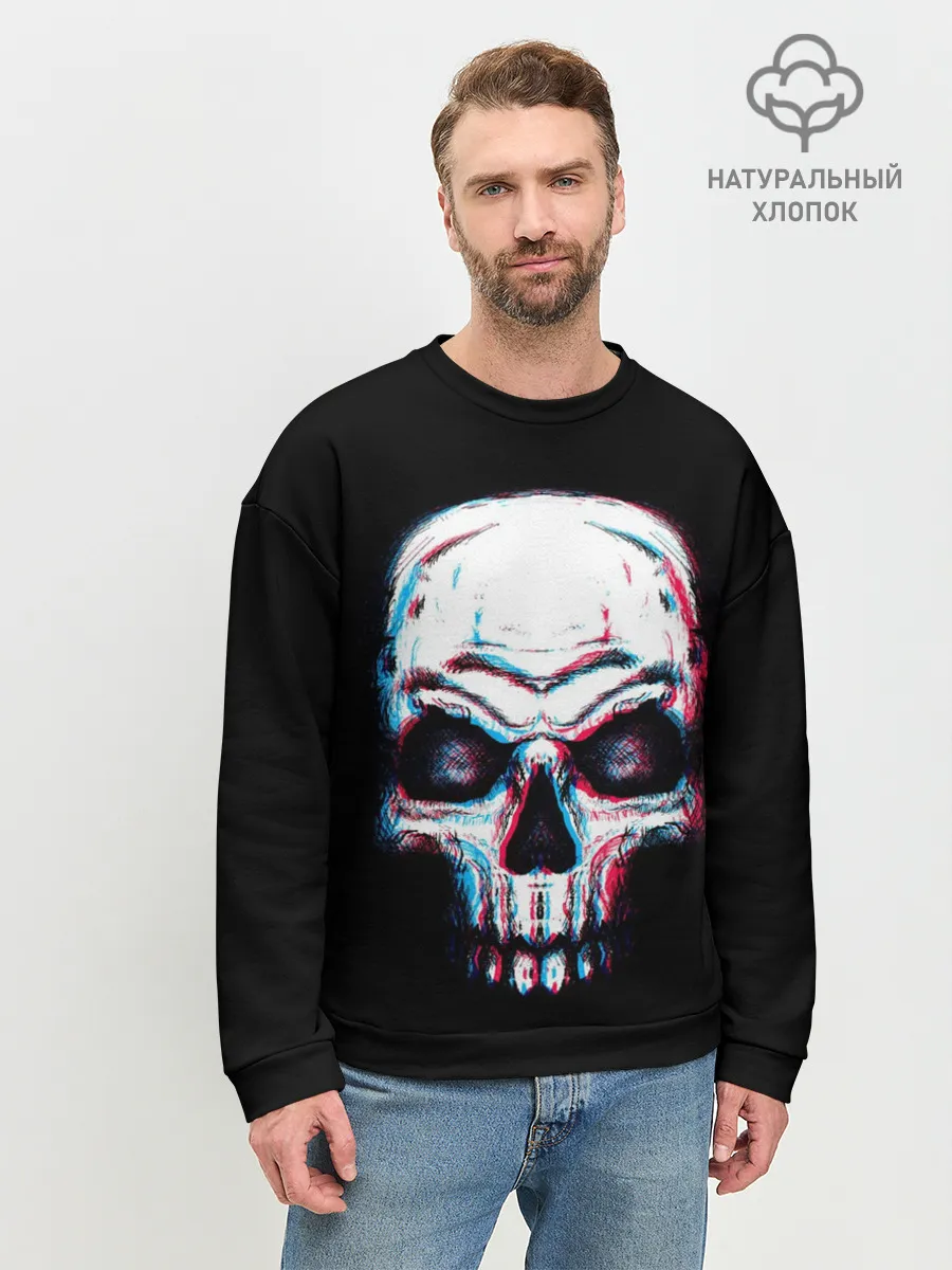 Мужской свитшот базовый / Glitch Skull