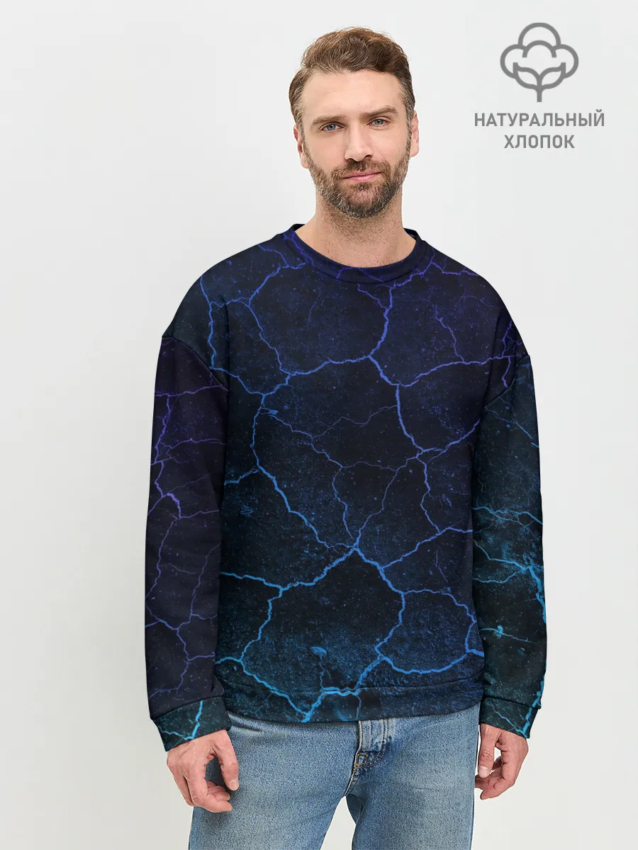 Мужской свитшот базовый / НЕОНОВЫЕ ТРЕЩИНЫ | NEON CRACKS