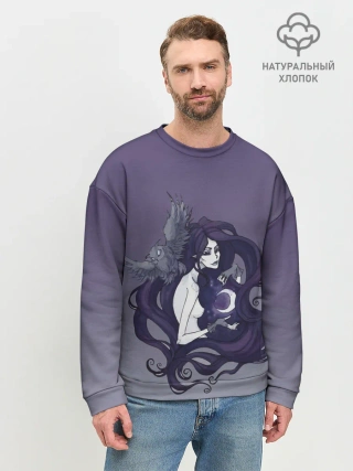 Мужской свитшот базовый / ведьма сова луна