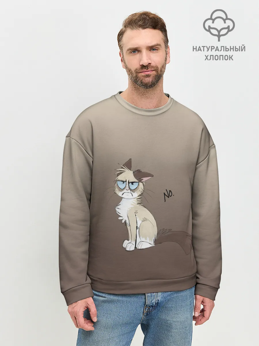 Мужской свитшот базовый / сварливый кот мем нет