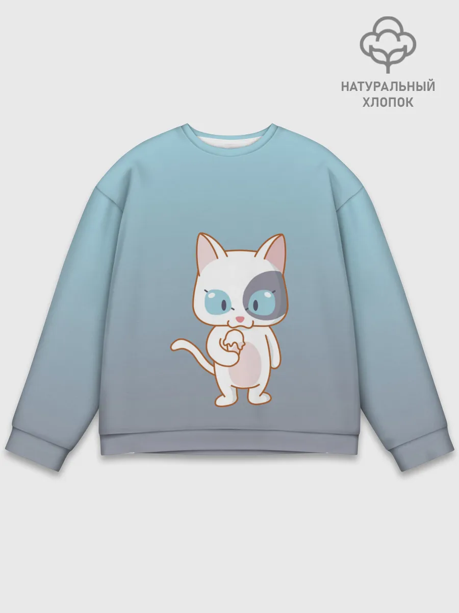 Мужской свитшот базовый / кот с мороженкой